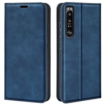 Skin Touch Feeling Folio Flip Phone Case for Sony Xperia 1 IV, Wallet Stand PU Leather Auto-absorbed Magnetic Cover