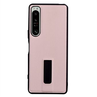 For Sony Xperia 1 IV 5G PU Leather Coated PC Case Shockproof Protection Back Cover with Metal Kickstand