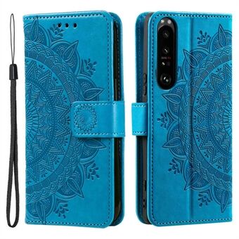 For Sony Xperia 1 IV 5G Anti-fall Phone Flip Case Mandala Flower Pattern Imprinted PU Leather Wallet Cover Magnetic Closure Stand
