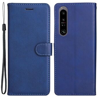 For Sony Xperia 1 IV 5G KT Leather Series-2 Folding Stand Case Solid Color PU Leather Magnetic Closure Wallet  Shockproof Flip Cover with Strap