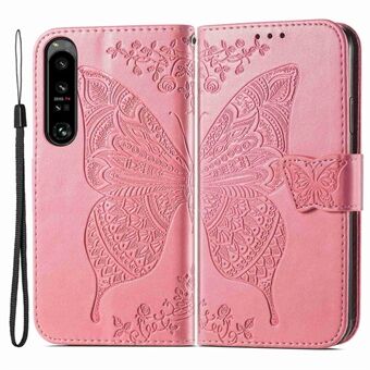 For Sony Xperia 1 IV 5G Imprinted Butterfly Pattern Phone Stand Case PU Leather Magnetic Clasp Wallet Cover