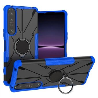 For Sony Xperia 1 IV 5G Phone Case Built-in Magnetic Sheet Hard PC+TPU Phone Protective Shell with Ring Kickstand