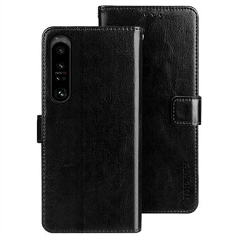 IDEWEI Phone Wallet Case for Sony Xperia 1 IV 5G, Crazy Horse Textured PU Leather Flip Cell Phone Cover with Stand