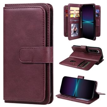 KT Multi-functional Series-1 for Sony Xperia 1 IV 5G Shockproof PU Leather Phone Flip Wallet Case Stand Smartphone Cover with 10 Card Slots