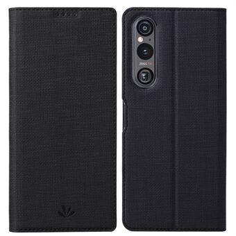 VILI DMX Series Phone Stand Cover for Sony Xperia 1 IV 5G , PU Leather Anti-Scratch Card Slots Phone Case
