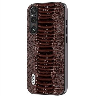 ABEEL For Sony Xperia 1 IV 5G Anti-drop Crocodile Texture PC+TPU Phone Case Genuine Cow Leather Coated Cover