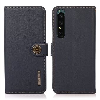 KHAZNEH For Sony XPeria 1 V Shockproof Phone Cover RFID Blocking Genuine Leather Phone Case Wallet Stand