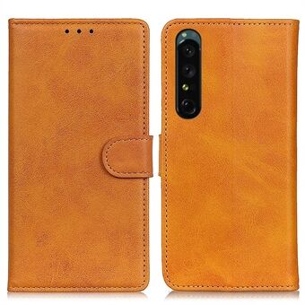 For Sony Xperia 1 V PU Leather Phone Cover Stand Wallet Cowhide Texture Cell Phone Case