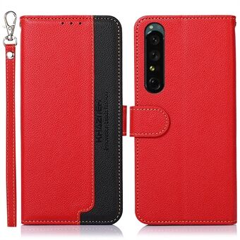 KHAZNEH For Sony Xperia 1 V Stand Wallet Phone Case RFID Blocking PU Leather Litchi Texture Smartphone Cover