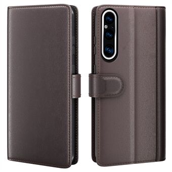 For Sony Xperia 1 V Phone Wallet Case Stand Genuine Split Leather Anti-drop Phone Cover
