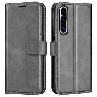 For Sony Xperia 1 V Wallet Cell Phone Case Calf Texture PU Leather Stand Phone Cover