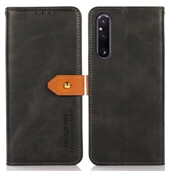 KHAZNEH PU Leather Cowhide Texture Phone Case for Sony Xperia 1 V Wallet Stand Phone Cover