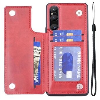 For Sony Xperia 1 V V-Shaped Card Holder Phone Cover Leather Coated TPU Kickstand Case