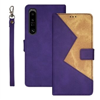 IDEWEI Splicing PU Leather Cover for Sony Xperia 1 V Stand Flip Phone Case with Card Slots