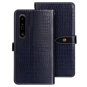 IDEWEI Stand Cover for Sony Xperia 1 V PU Leather Phone Case Crocodile Texture Wallet Shell