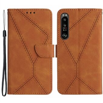 HT05 Wallet Cover for Sony Xperia 1 V Full Protection Skin-touch Phone Case PU Leather Shell