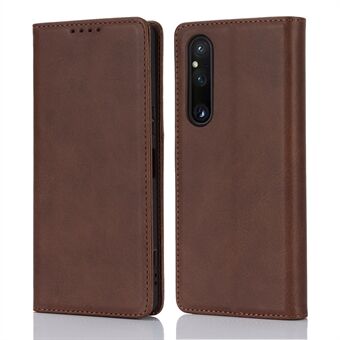 For Sony Xperia 1 V PU Leather Case Calf Texture Stand Wallet Phone Cover