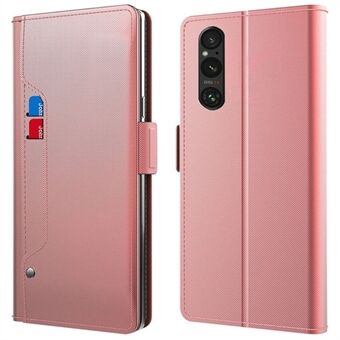 For Sony Xperia 1 V Shockproof Leather Case Mirror Design Stand Card Holder Phone Cover
