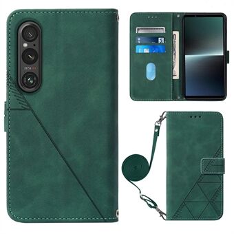 YB Imprinting Series-2 For Sony Xperia 1 V Leather Phone Case Wallet Stand Cover with Shoulder Strap