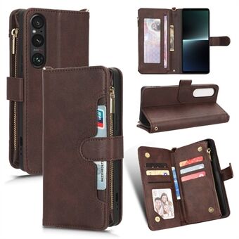 For Sony Xperia 1 V Zipper Pocket PU Leather Phone Case Mobile Phone Wallet Stand Cover