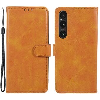 For Sony Xperia 1 V Calf Texture PU Leather Phone Case Magnetic Clasp Wallet Stand Cover