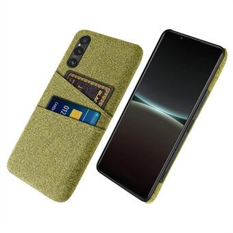 Dual Card Holder Phone Case for Sony Xperia 1 V , Hard PC + Cloth Phone Back Cover