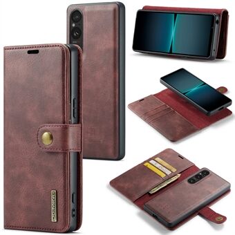 DG.MING For Sony Xperia 1 V Detachable Magnetic Phone Case Anti-Dorp Split Leather Wallet Stand Cover
