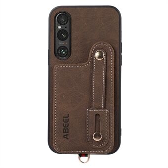 ABEEL Style 03 For Sony Xperia 1 V Rotating Card Holder Case PU Leather+TPU+PC Litchi Texture Phone Kickstand Cover