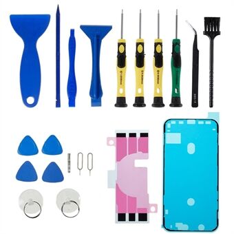 JF-8182 21 in 1 Portable Precision Screwdriver Set for iPhone 11 Pro 5.8 inch Replacement Parts Battery Adhesive Tape Sticker + Middle Plate Frame Waterproof Adhesive Sticker Mobile Phone Repair Tool Kit