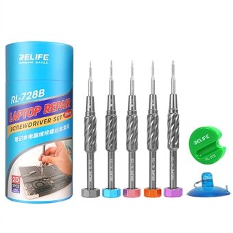 RELIFE RL-728B Magnetic-Absorbed Screwdriver Kit with Small Transparent Suction Cup for Notebook/Laptop Repair