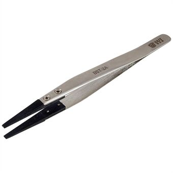 BEST BST-2A Anti-Static Tweezers PPS Coated Straight Tip Tweezers for Mobile Phone Tablets Maintenance