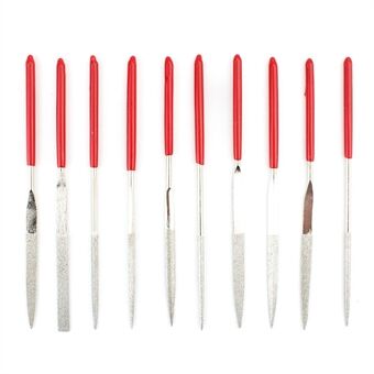 10 in 1 Rubber Coated Handle Square Round Triangle Needle Files Set