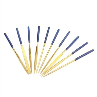 10-in-1 Gold Color Electroplating Needle File Precision Tool Set