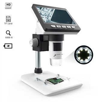 Inskam307 1000X 4.3-inch HD 1080P LCD Digital Microscope Adjustable Desktop Microscope Camera with 8-LED (Support 10 Languages)