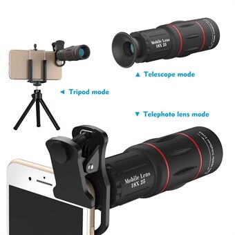 APEXEL APL-T18XZJ Universal 18X Telescope Zoom Lens with Mini Desktop Tripod Phone Clip