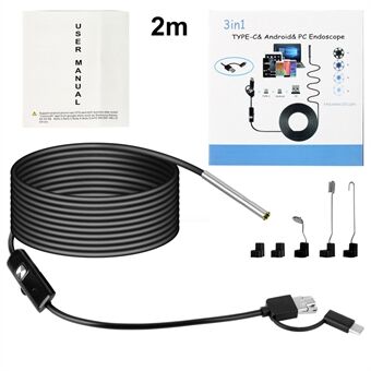 AN100 3-in-1 Endoscope Inspection Camera 3.9mm Snake Camera with 2M Semi-Rigid Cable