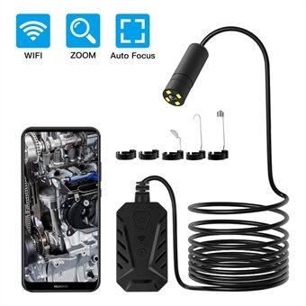 F230 Handheld WiFi Endoscopes Automatic Focusing 14mm Industrial Borescope with 5M Semi-Rigid Cable