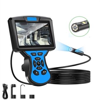 M50 2m Hard Wire 1080P Industrial Endoscope Camera 5\'\' IPS Screen 5mm Dual-lens Borescope with 7-LED