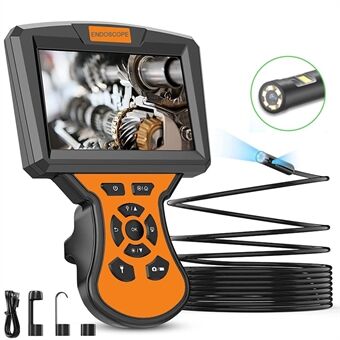 M50 10m Hard Wire Dual Lens Inspection Camera 5\'\' IPS Screen 8mm Industrial Endoscope with 6+1 LED Lights