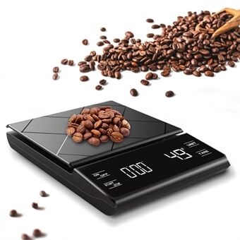 6012 0.3-3000g Accurate Kitchen Digital Coffee Scale Home Battery Powered LCD Display Cooking Baking Food Scale with Timer Function