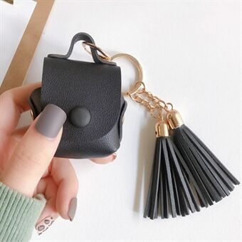 Wallet Design Tassels Decor Faux Leather Anti-Drop Bluetooth Earphone Protective Case Cover for AirPods with Wireless Charging Case (2019)/AirPods with Charging Case (2019)