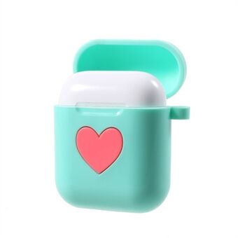 Heart Pattern Protective Silicone AirPods Cover with Carabiner for Apple AirPods with Charging Case (2016)