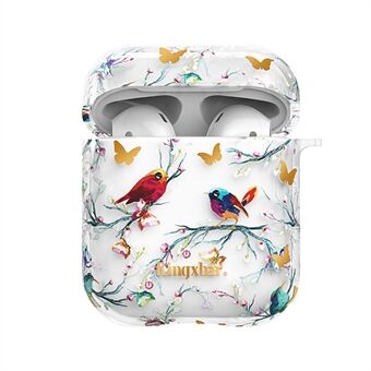 KINGXBAR Water Transfer Printing Authorized Swarovski Rhinestone PC Protective Case for Apple AirPods with Charging Case (2016)/(2019)