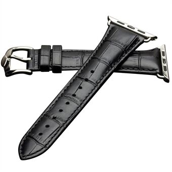 QIALINO Crocodile Pattern Genuine Leather Watch Strap for Apple Watch Series 5 4 40mm, Series 3 / 2 / 1 38mm