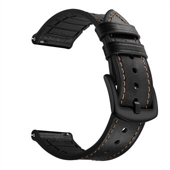 22mm Genuine Leather Coated Silicone Smart Watch Band for Samsung Gear S3 Classic/Frontier - Black