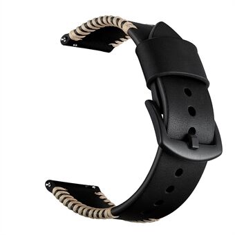 22mm Pork Ribs Style Genuine Leather Coated Smart Watch Band for Samsung Galaxy Watch 46mm