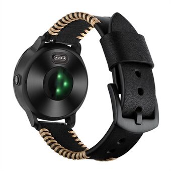 20mm Pork Ribs Style Genuine Leather Watch Band Strap for Garmin Vivoactive 3/Vivomove HR