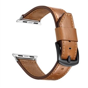 Knife Tail Genuine Leather Watch Band Replacement Strap for Apple Watch Series 6 SE 5 4 44mm / Series 3/2/1 42mm