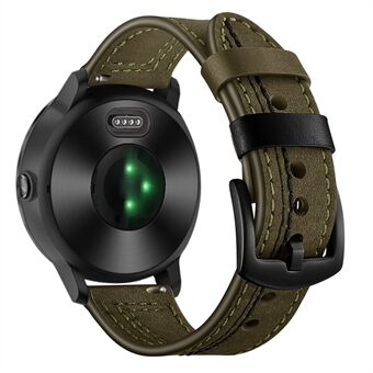 20mm Stitching Design Genuine Leather Wrist Band Strap Replacement for Garmin Vivoactive3 / VivomoveHR