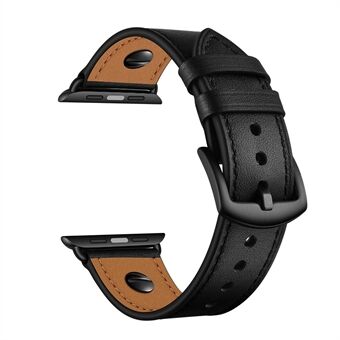 Rivet Decor Top Layer Genuine Leather Watch Strap Replacement for Apple Watch Series 1/2/3 42mm / Series 6 SE 5 4 44mm